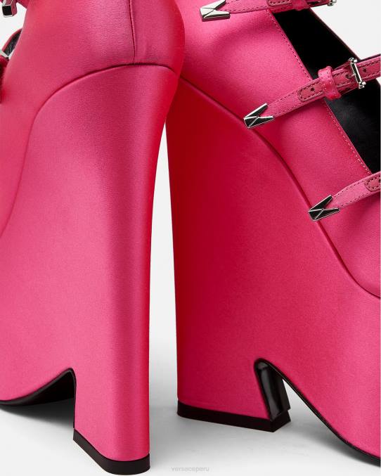 Versace zapato mujer zapatos de tacón tempest con plataforma de satén 6BPV495 fucsia