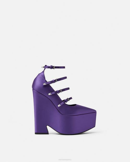 Versace zapato mujer zapatos de tacón tempest con plataforma de satén 6BPV496 Violeta