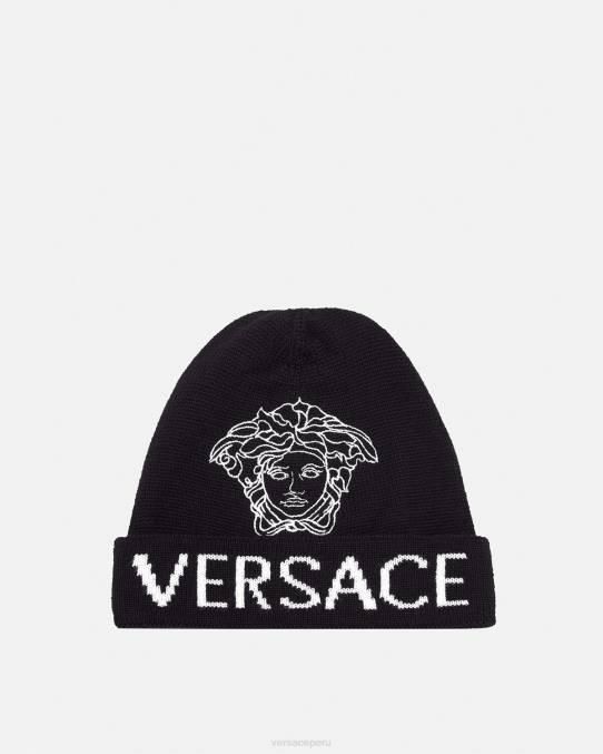 Versace accesorios niños gorro con logo de medusa 6BPV2078 negro