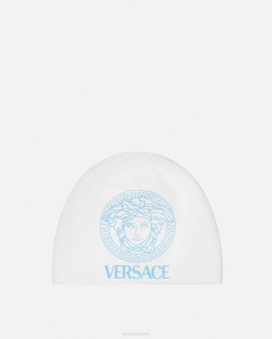 Versace accesorios niños gorro de bebé con medusa 6BPV1816 azul blanco