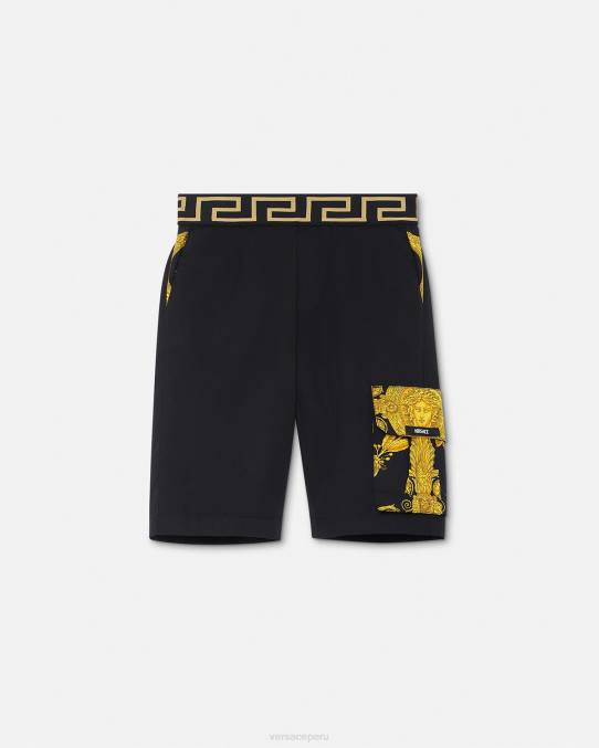Versace ropa niños maschera barroco greca pantalones cortos 6BPV2126 negro