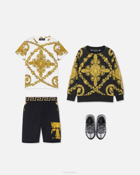 Versace ropa niños maschera barroco greca pantalones cortos 6BPV2126 negro