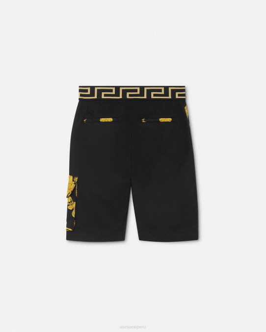 Versace ropa niños maschera barroco greca pantalones cortos 6BPV2126 negro