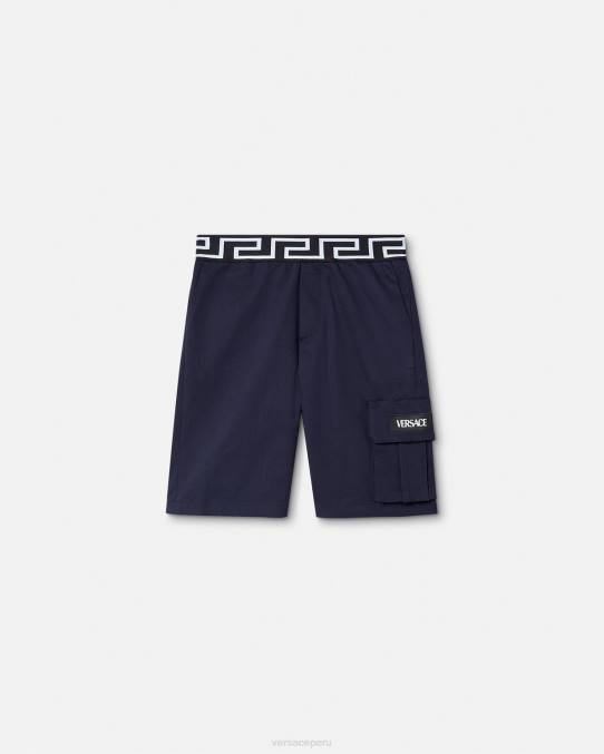 Versace ropa niños pantalones cortos con grecas 6BPV2100 azul