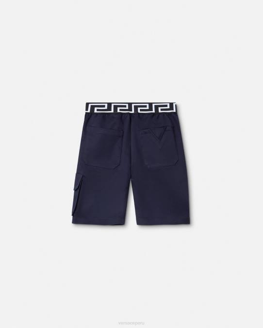 Versace ropa niños pantalones cortos con grecas 6BPV2100 azul