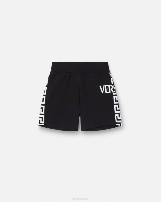 Versace ropa niños pantalones cortos de bebé con greca 6BPV1908 negro