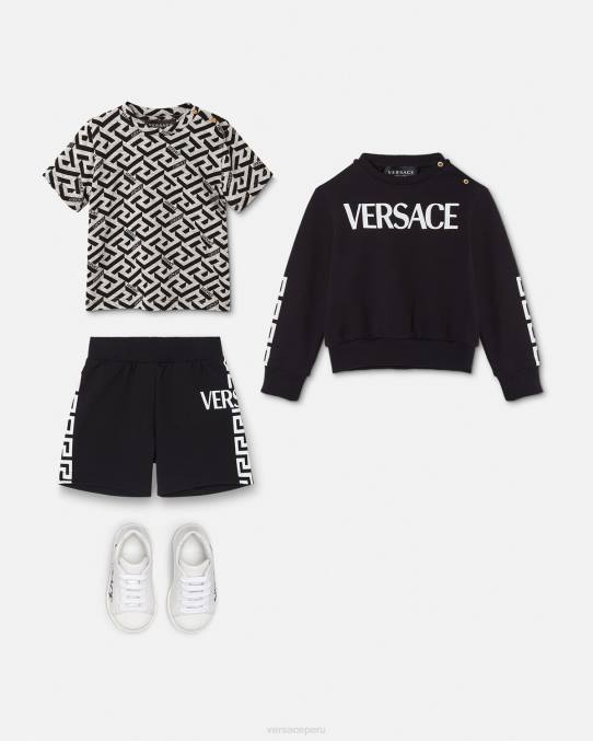 Versace ropa niños pantalones cortos de bebé con greca 6BPV1908 negro