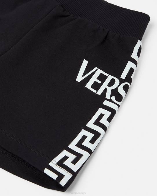 Versace ropa niños pantalones cortos de bebé con greca 6BPV1908 negro