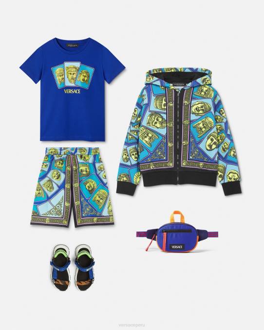 Versace ropa niños pantalones cortos de seda le maschere 6BPV2122 imprimir