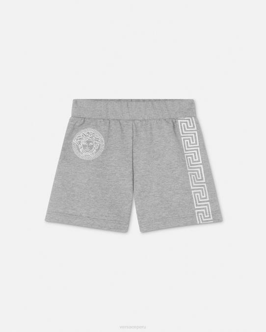 Versace ropa niños pantalones cortos deportivos con greca para bebé 6BPV1881 gris