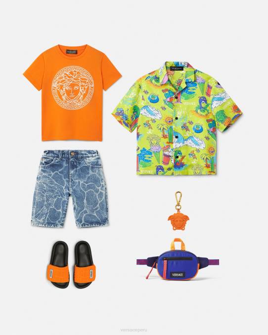 Versace ropa niños shorts de mezclilla con medusa 6BPV2128 azul