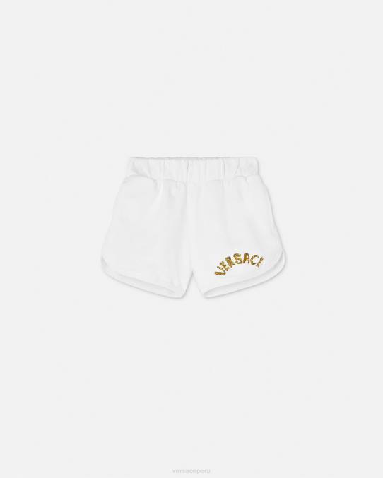 Versace ropa niños shorts deportivos con logo 6BPV1934 Oro blanco