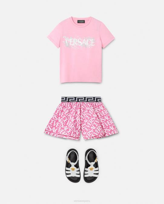 Versace ropa niños shorts deportivos integrales 6BPV1975 rosa y estampado