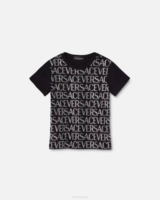 Versace ropa niños camiseta con cristales 6BPV2024 negro