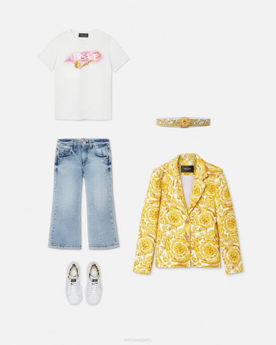 Versace ropa niños camiseta con imperdible 6BPV2008 blanco y estampado