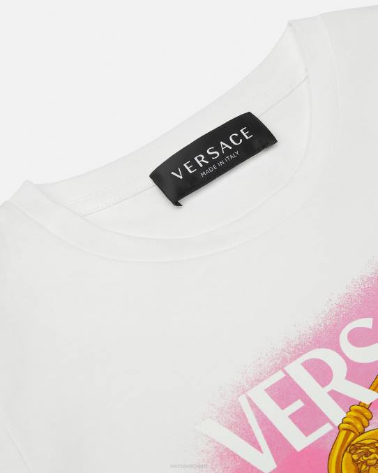 Versace ropa niños camiseta con imperdible 6BPV2008 blanco y estampado