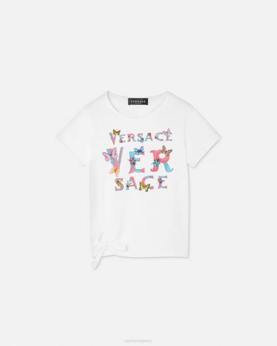 Versace ropa niños camiseta con logo 6BPV1931 blanco y estampado