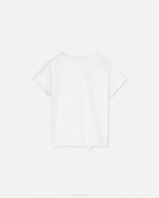 Versace ropa niños camiseta con logo 6BPV1931 blanco y estampado