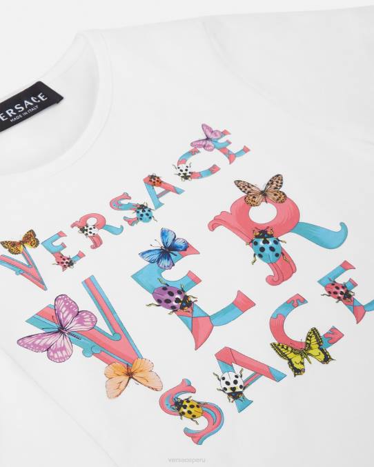 Versace ropa niños camiseta con logo 6BPV1931 blanco y estampado