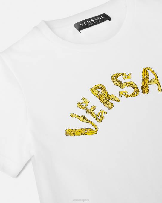 Versace ropa niños camiseta con logo 6BPV1933 Oro blanco