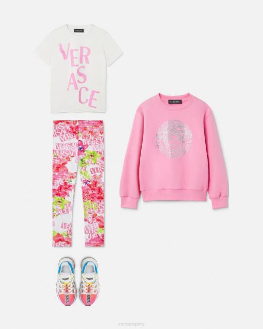 Versace ropa niños camiseta con logo 6BPV2012 Rosa claro