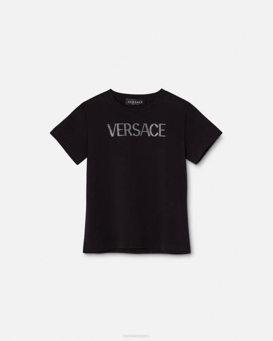 Versace ropa niños camiseta con logo de cristal 6BPV2021 negro
