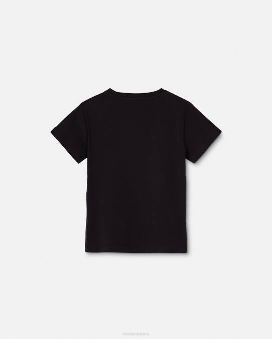 Versace ropa niños camiseta con logo de cristal 6BPV2021 negro