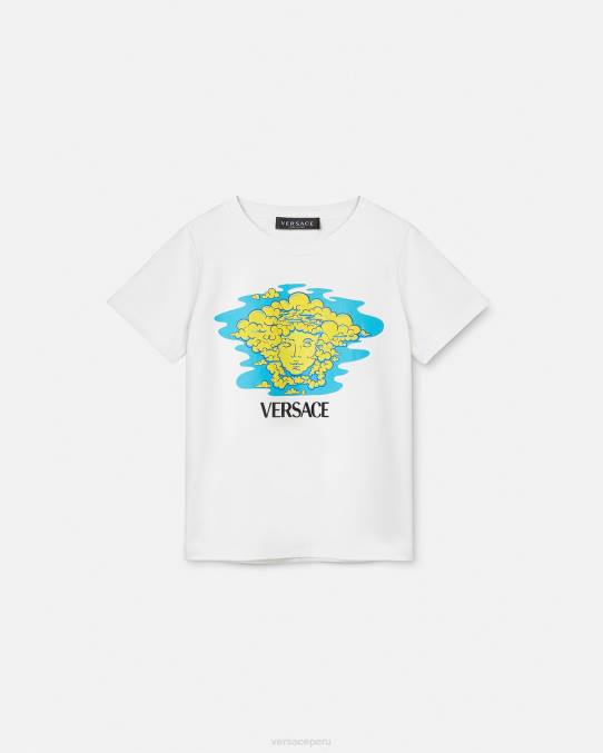 Versace ropa niños camiseta con logo de medusa 6BPV2127 blanco y estampado