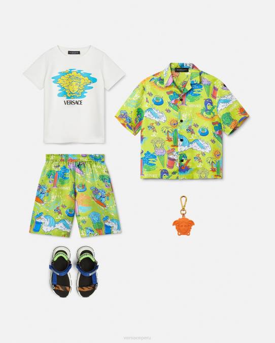 Versace ropa niños camiseta con logo de medusa 6BPV2127 blanco y estampado