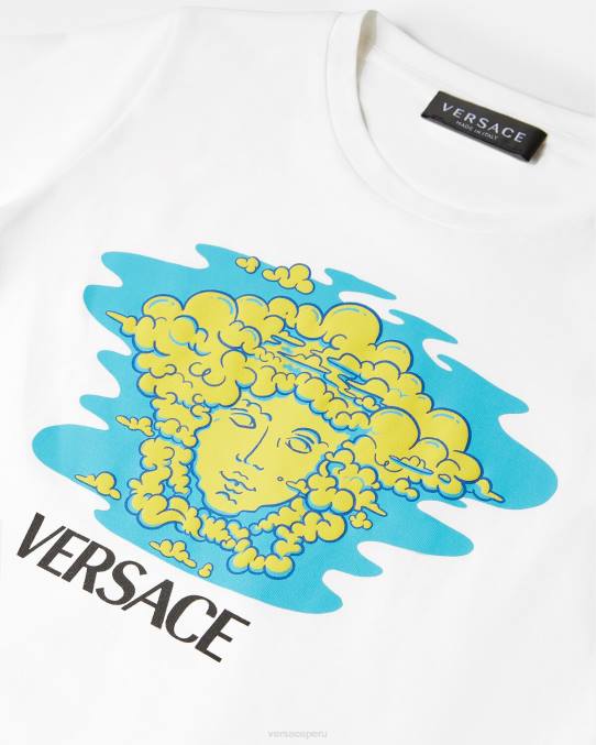 Versace ropa niños camiseta con logo de medusa 6BPV2127 blanco y estampado