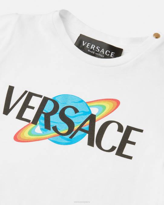 Versace ropa niños camiseta con logo para bebé 6BPV1883 blanco y estampado