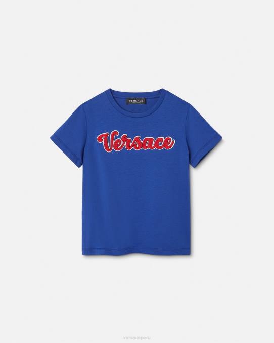 Versace ropa niños camiseta con logo universitario 6BPV2132 azul