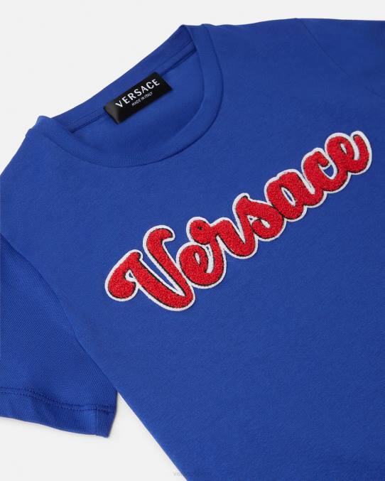 Versace ropa niños camiseta con logo universitario 6BPV2132 azul