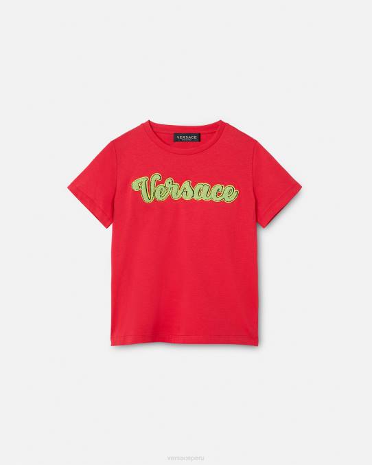 Versace ropa niños camiseta con logo universitario 6BPV2133 rojo