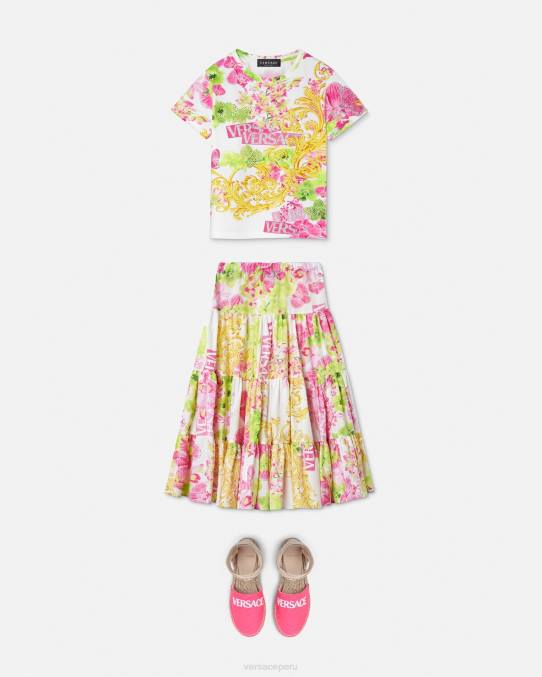 Versace ropa niños camiseta con logo y orquídea 6BPV1970 blanco y estampado