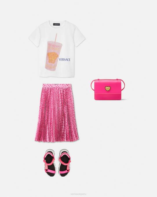 Versace ropa niños camiseta con logo y taza de viaje 6BPV2018 blanco y estampado