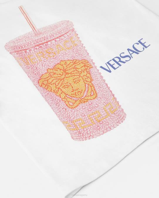 Versace ropa niños camiseta con logo y taza de viaje 6BPV2018 blanco y estampado
