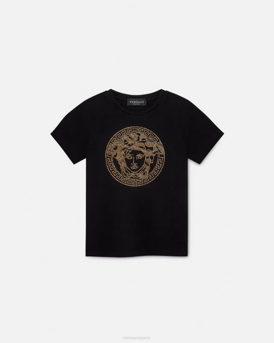 Versace ropa niños camiseta con medusa de cristal 6BPV1961 negro