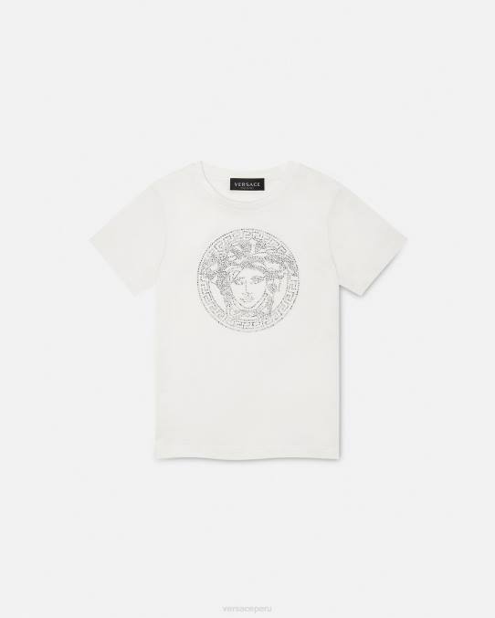 Versace ropa niños camiseta con medusa de cristal 6BPV1964 blanco