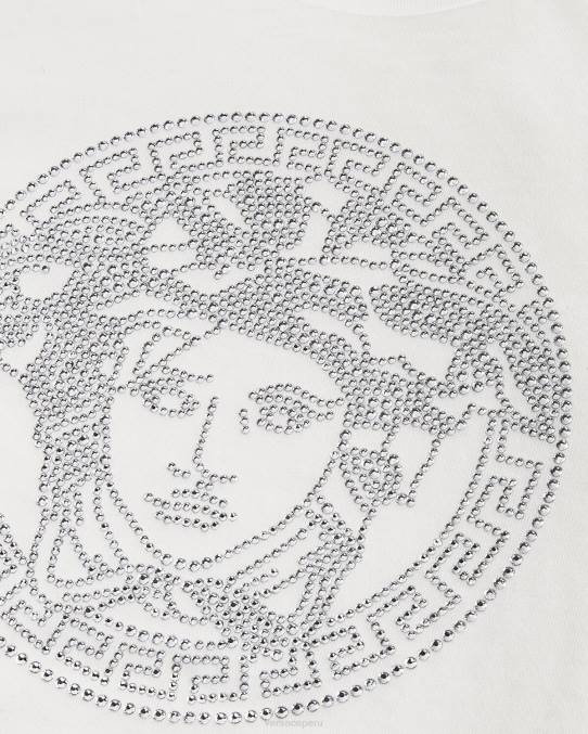 Versace ropa niños camiseta con medusa de cristal 6BPV1964 blanco