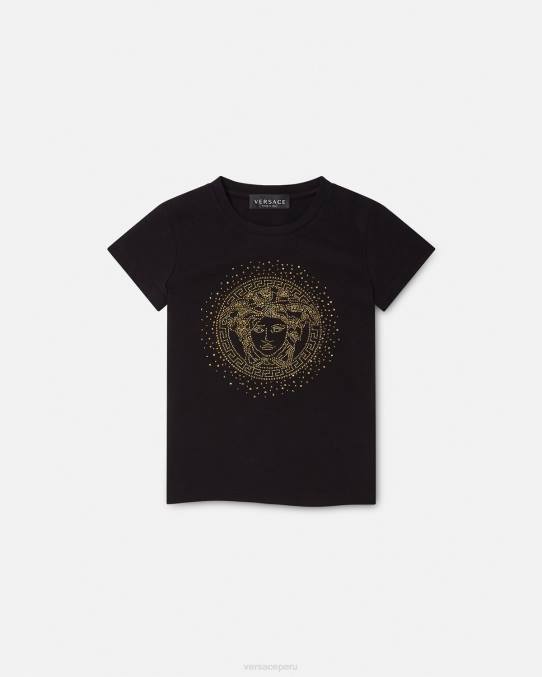 Versace ropa niños camiseta con tachuelas y medusa 6BPV2025 negro