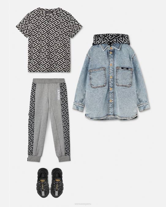 Versace ropa niños camiseta la greca 6BPV2115 gris y estampado