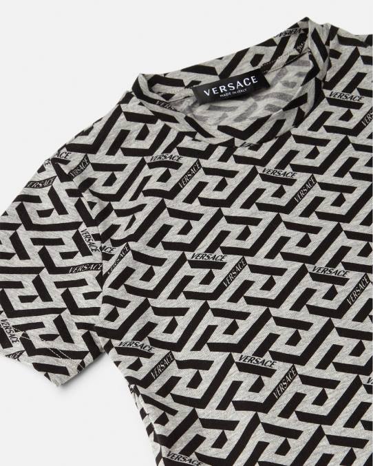 Versace ropa niños camiseta la greca 6BPV2115 gris y estampado
