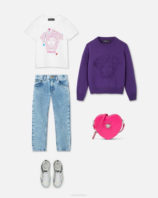 Versace ropa niños camiseta medusa 6BPV1946 blanco y estampado