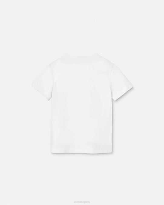 Versace ropa niños camiseta medusa \"paz y amor\" 6BPV2002 blanco y estampado