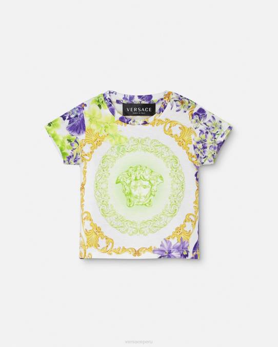 Versace ropa niños camiseta para bebé orquídea medusa 6BPV1866 blanco y estampado