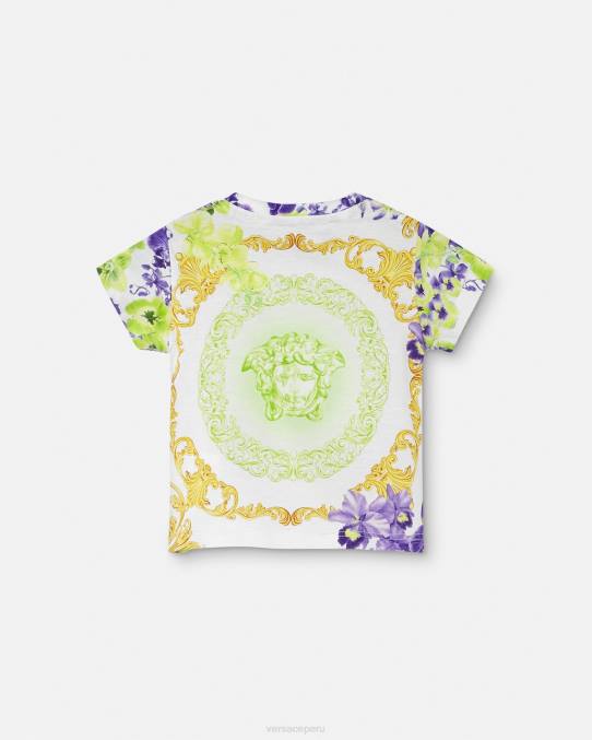 Versace ropa niños camiseta para bebé orquídea medusa 6BPV1866 blanco y estampado