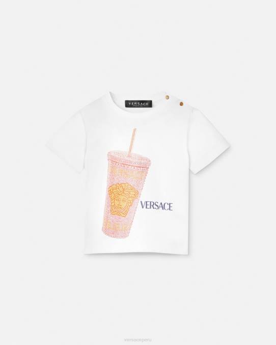 Versace ropa niños taza de viaje camiseta para bebé 6BPV1924 blanco y estampado