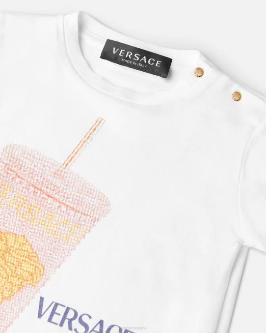 Versace ropa niños taza de viaje camiseta para bebé 6BPV1924 blanco y estampado
