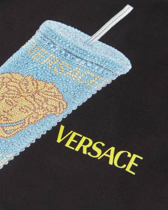 Versace ropa niños taza de viaje camiseta para bebé 6BPV1925 negro y estampado